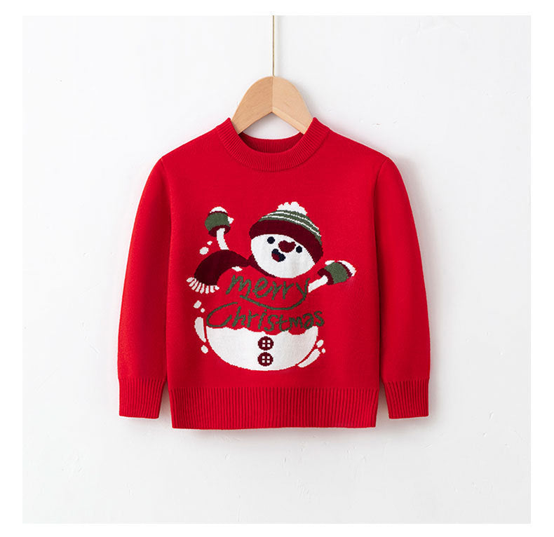 Red Christmas sweater with cute snowman pattern – beekaaboo.com