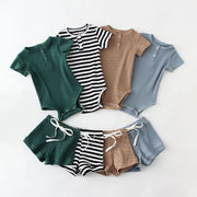 Ribbed baby romper and shorts set | beekaaboo.com