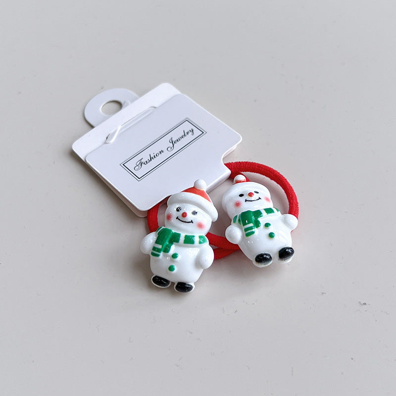 Snowman Hair Ties (Green) – Cute Winter Hair Accessories for Kids | beekaaboo.com