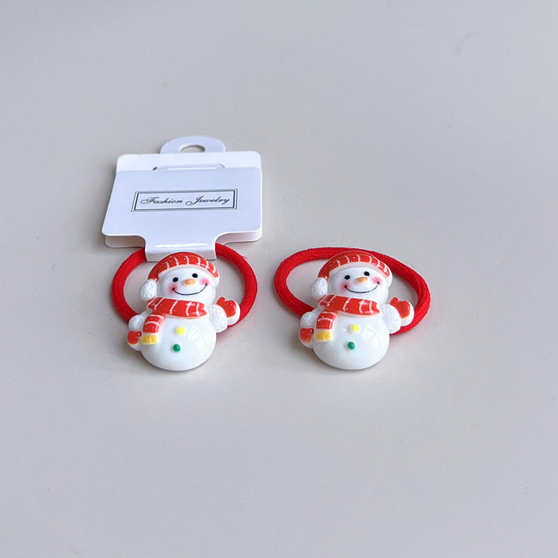 Snowman Hair Ties (Red) – Christmas Hair Accessories for Kids | beekaaboo.com